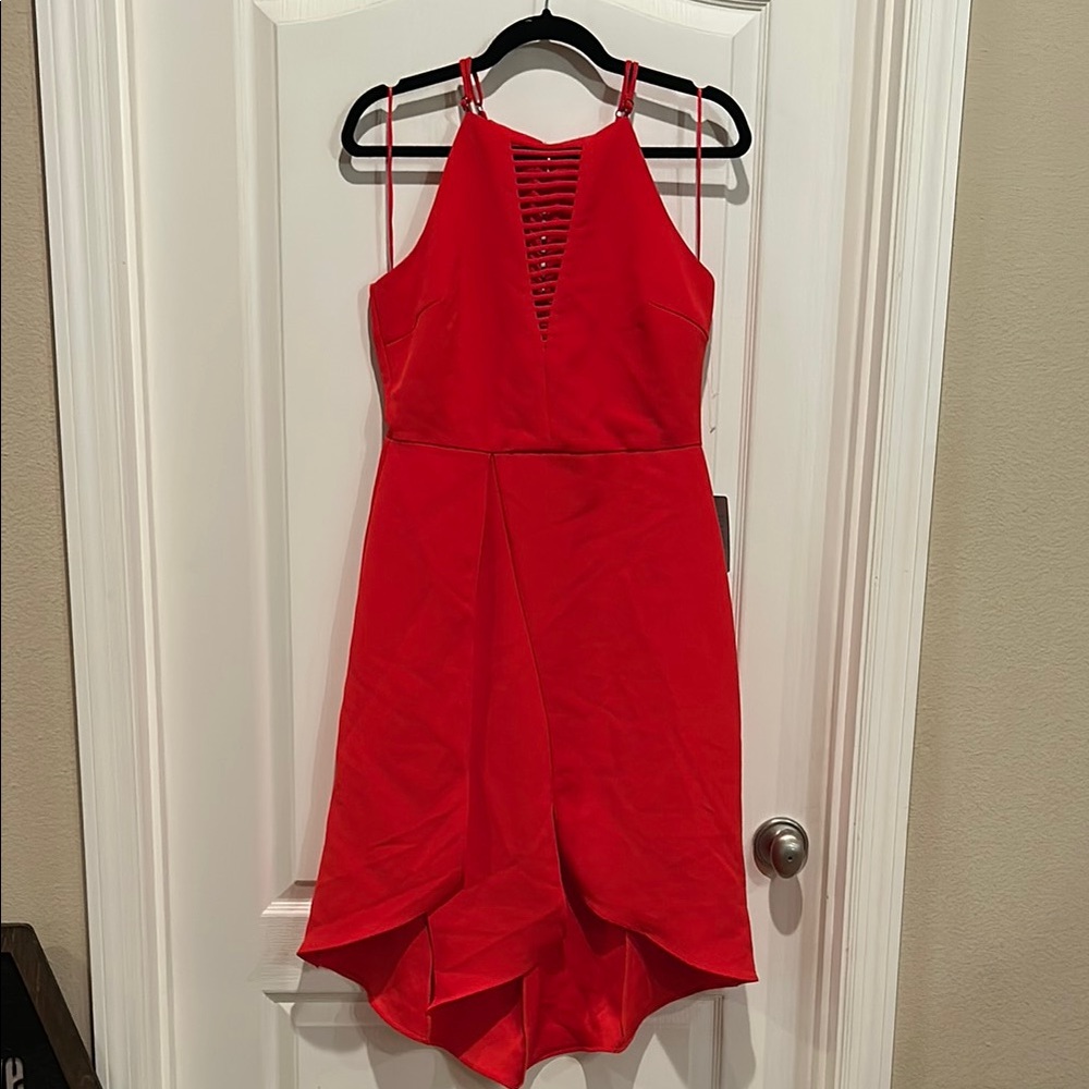 Elegant Red Cut Out Front Dress